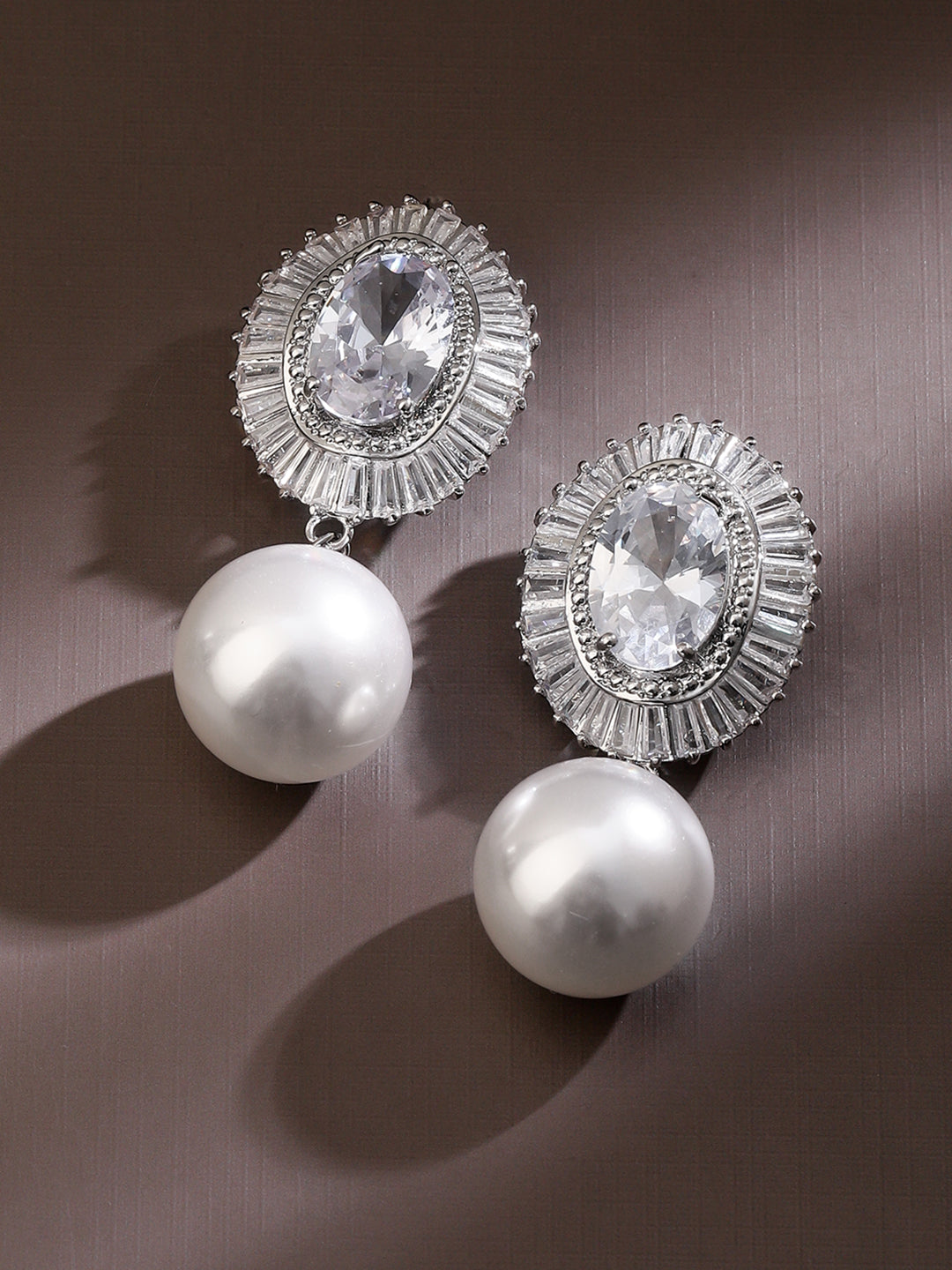 Pearl & American Diamond Zirconia Framed in Geometry