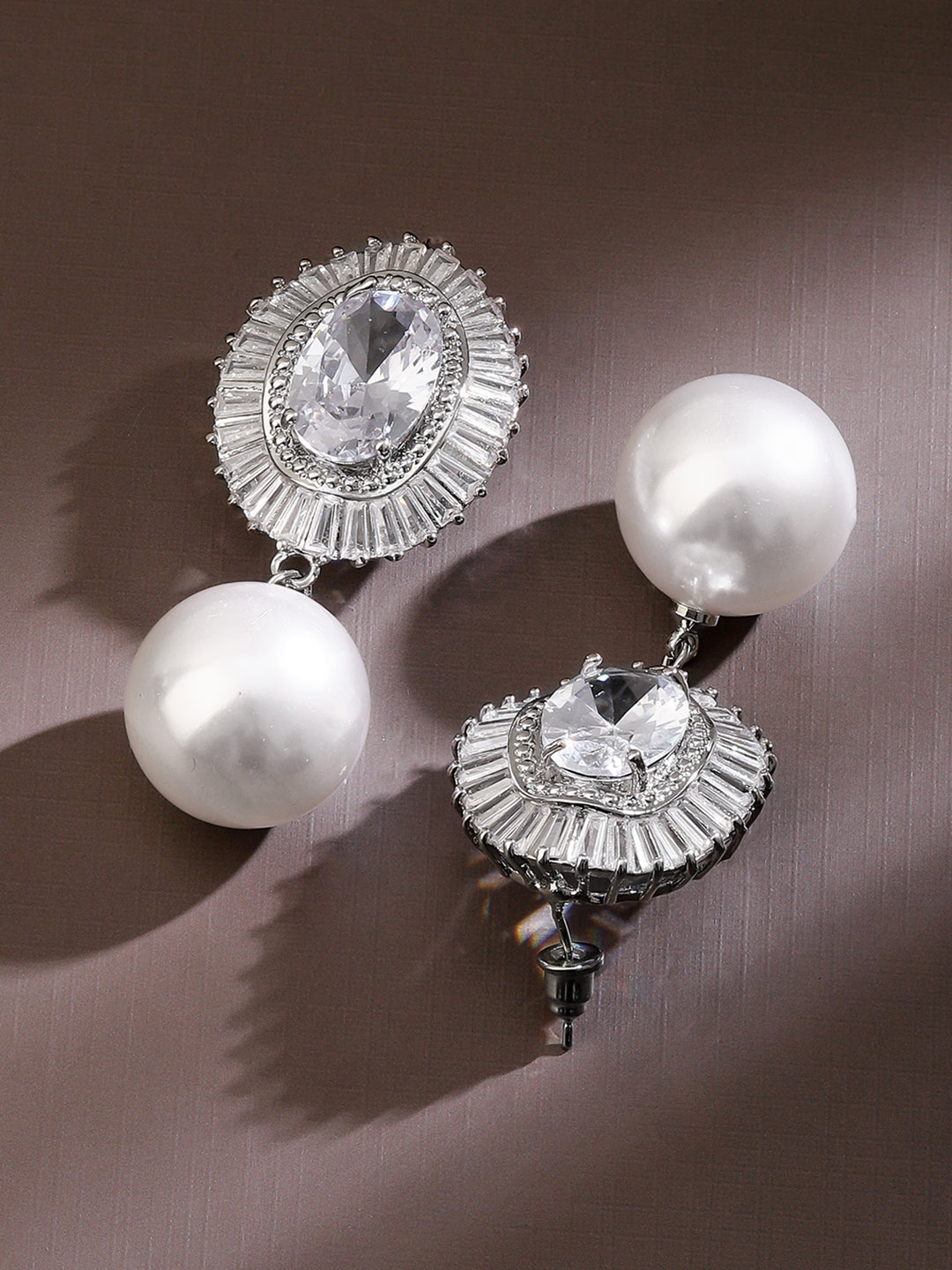 Pearl & American Diamond Zirconia Framed in Geometry