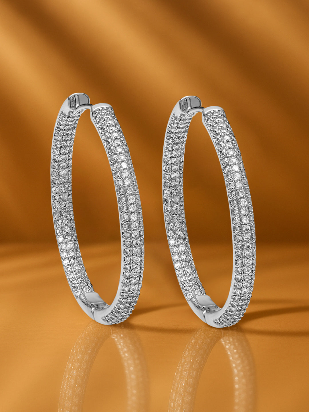 Crystal Studded Large Hoop Earrings