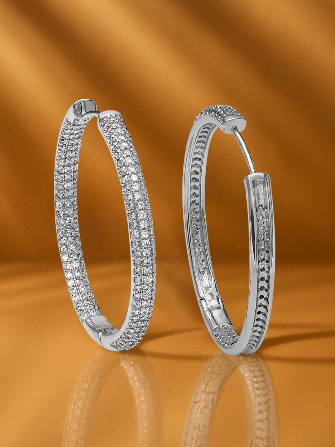 Crystal Studded Large Hoop Earrings