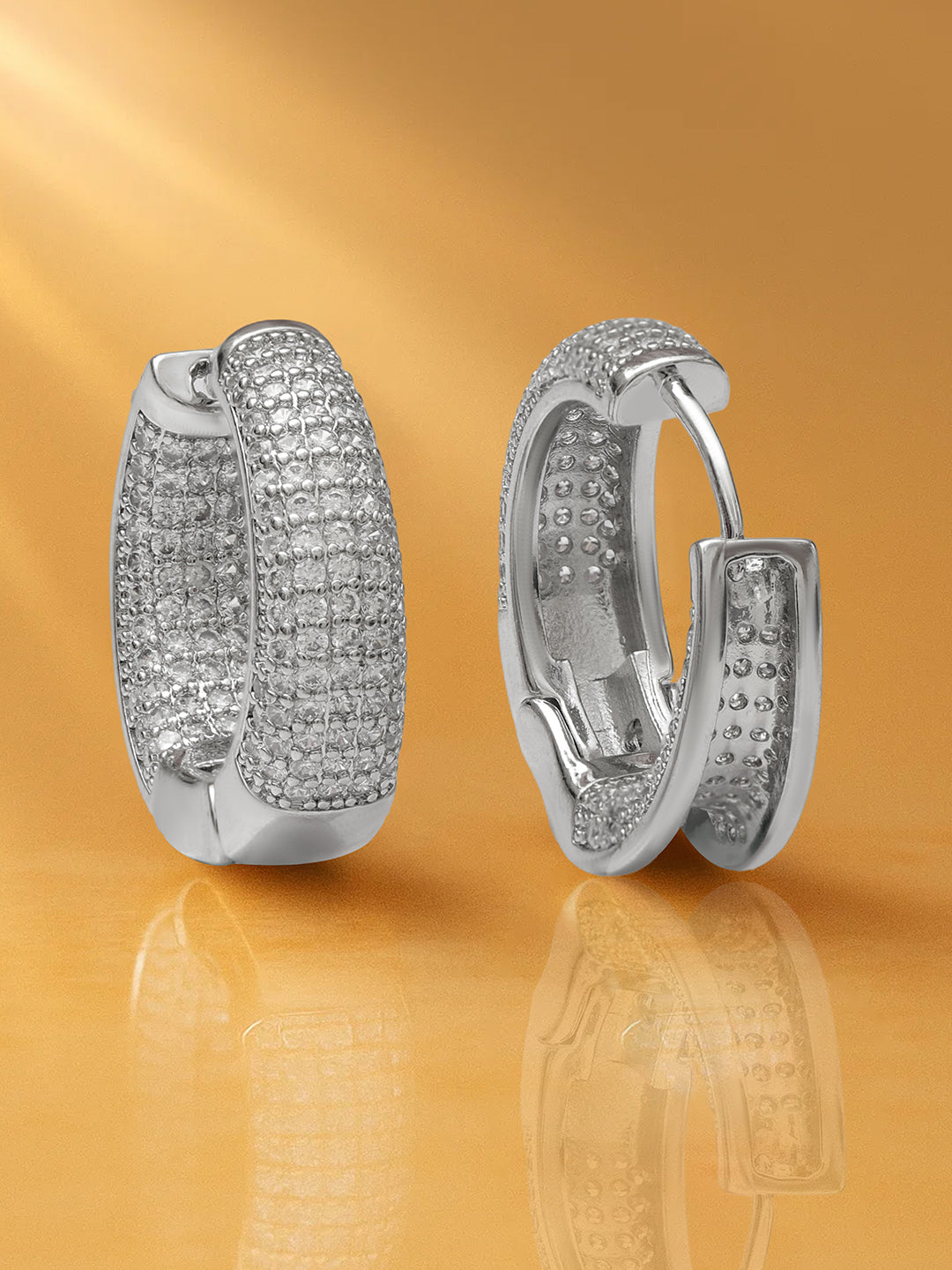 Crystal Studded Hoop Earrings