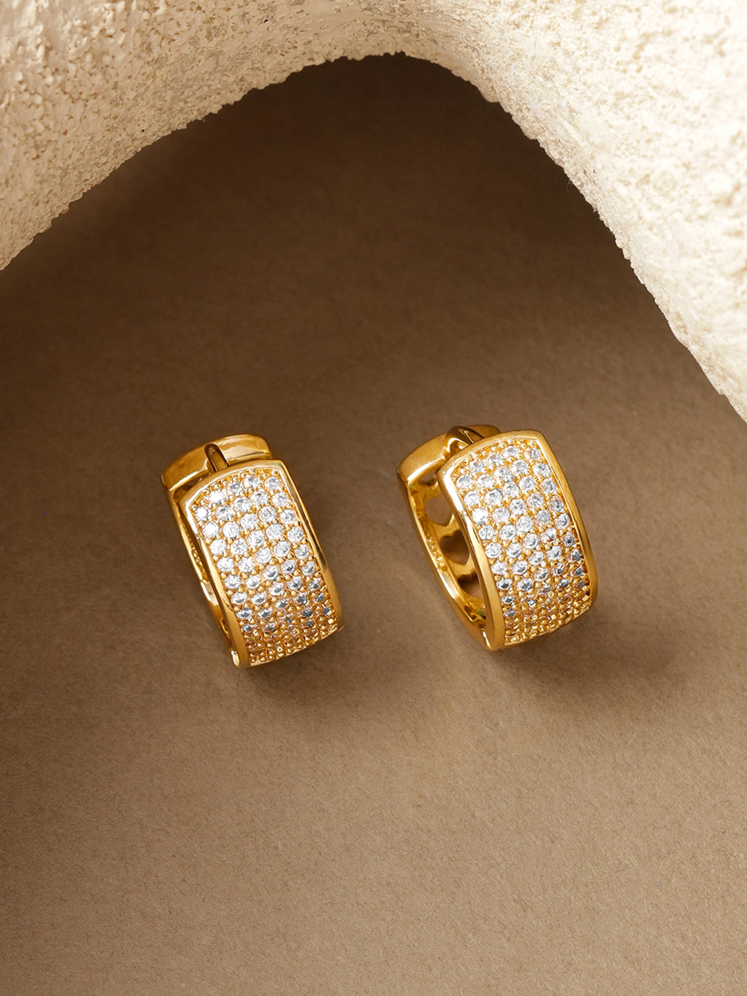 American Diamond Zirconia Gold Hoop Earrings