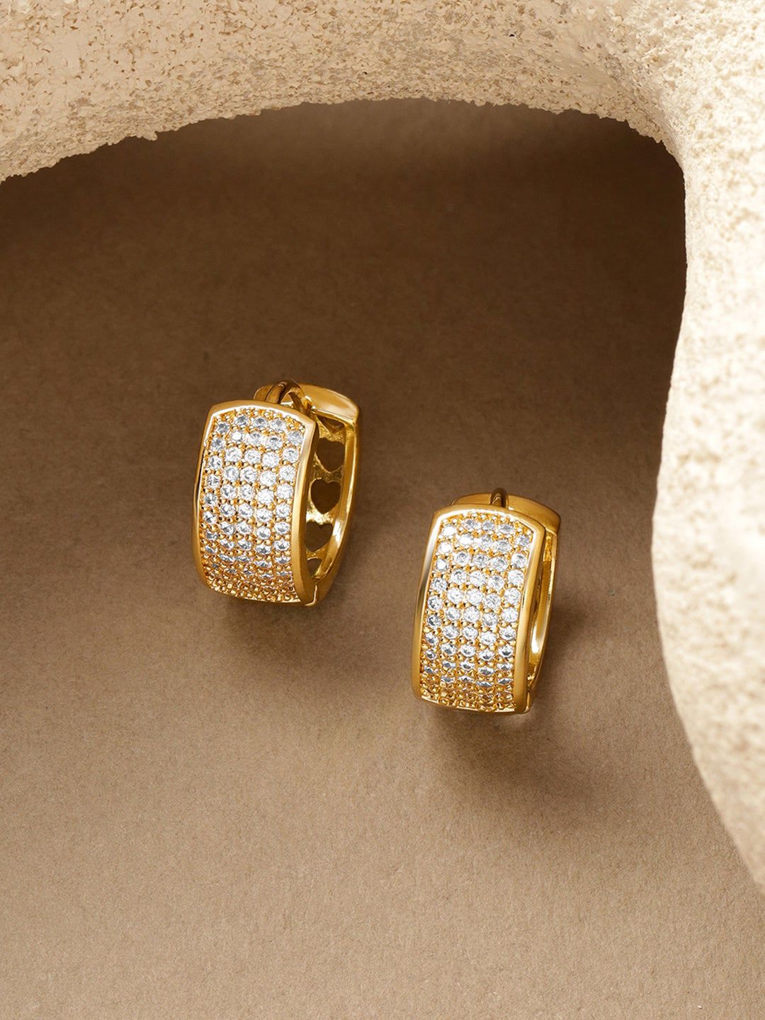 American Diamond Zirconia Gold Hoop Earrings