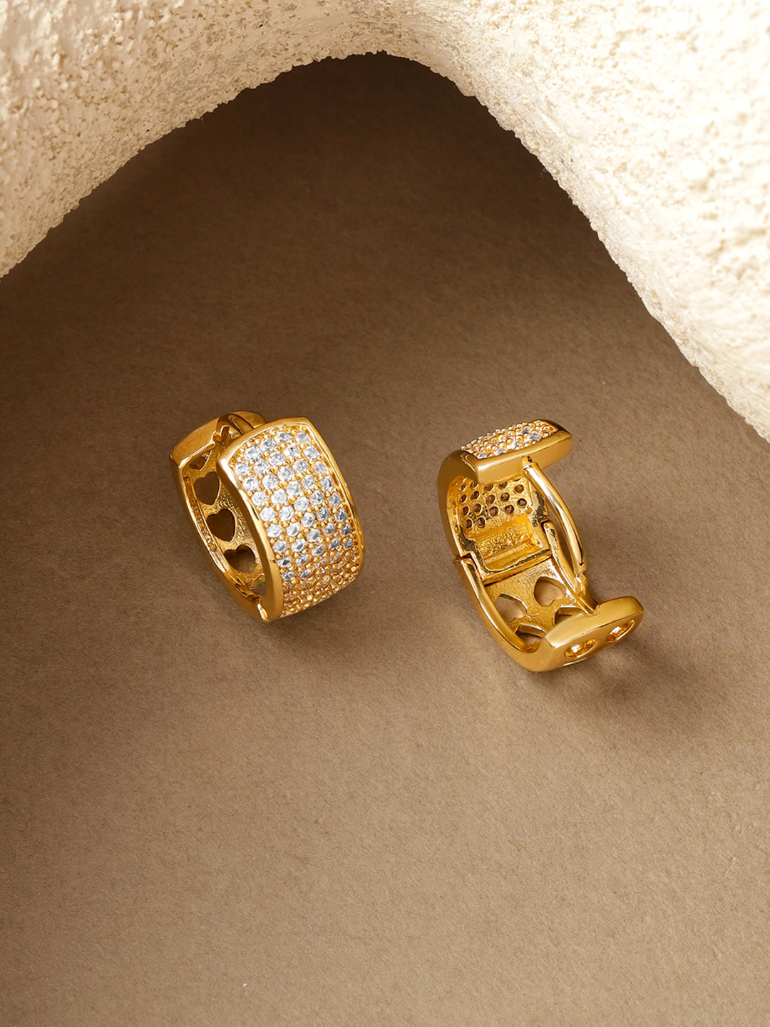 American Diamond Zirconia Gold Hoop Earrings