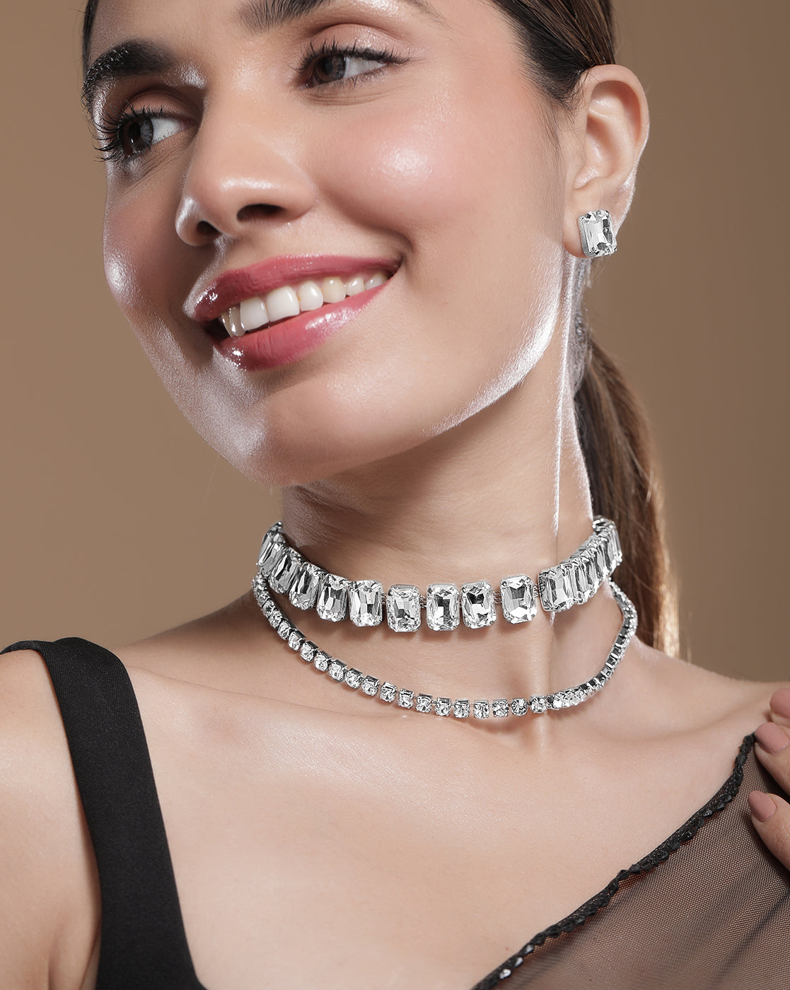Crystal Studded Choker Set