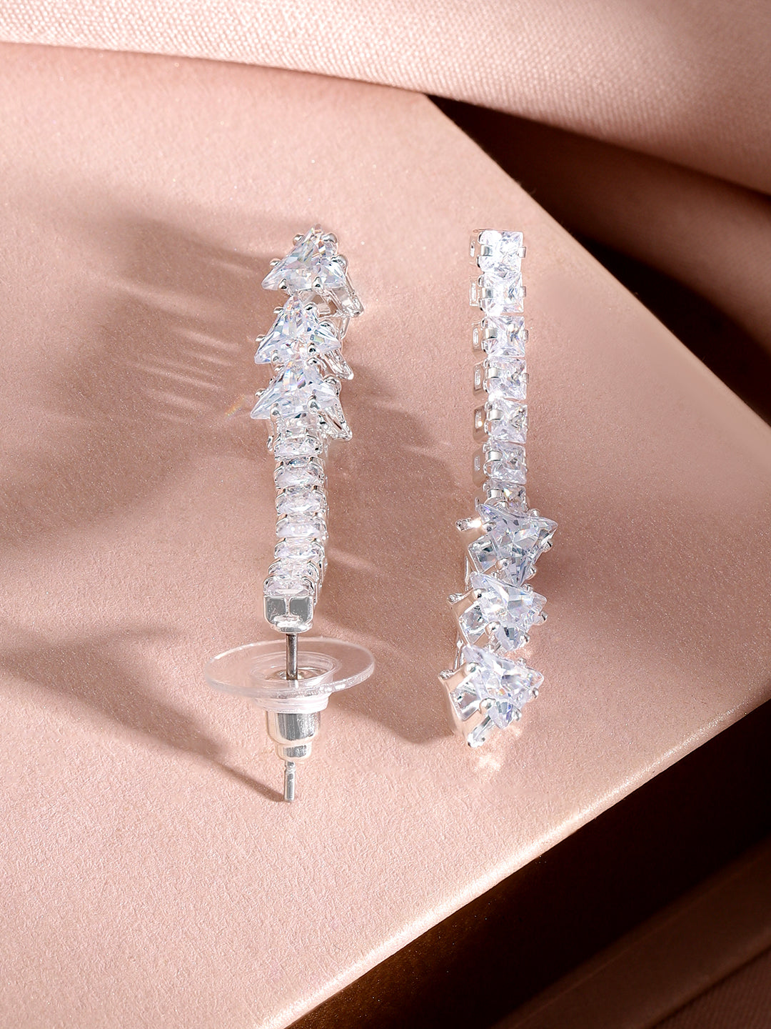 Crystal Studded Rhodium Necklace Set