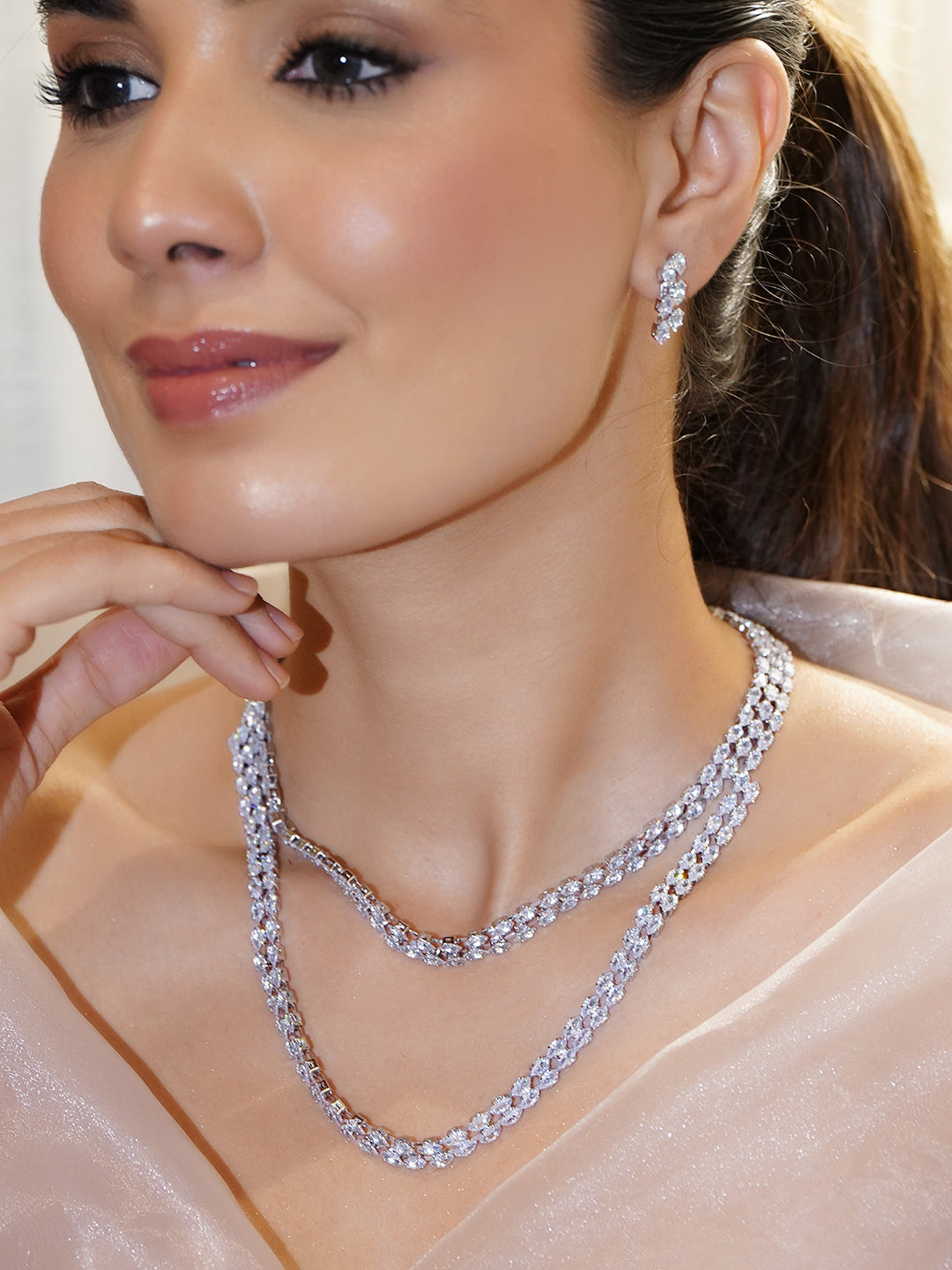 Crystal Multi-Layered Necklace Set