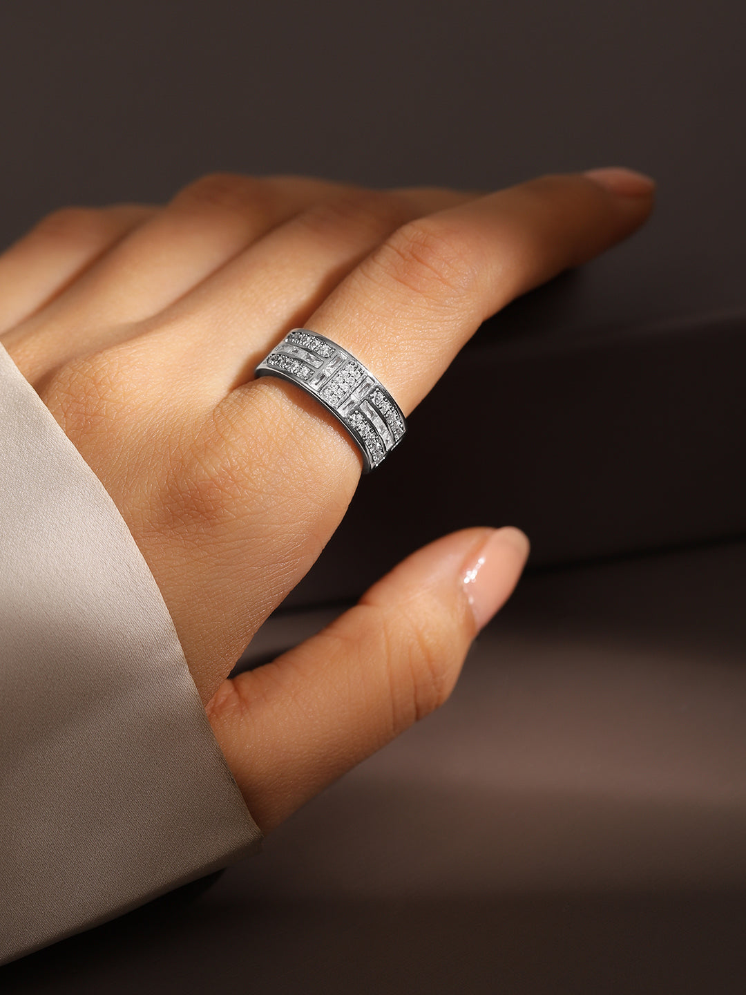 American Diamond Zirconia Adjustable Ring