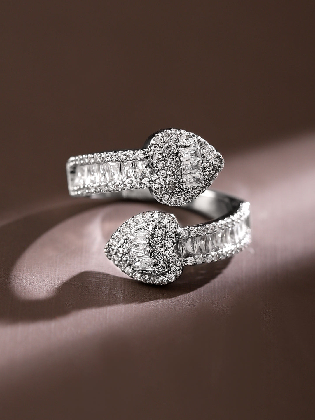 American Diamond Zirconia White Heart Ring