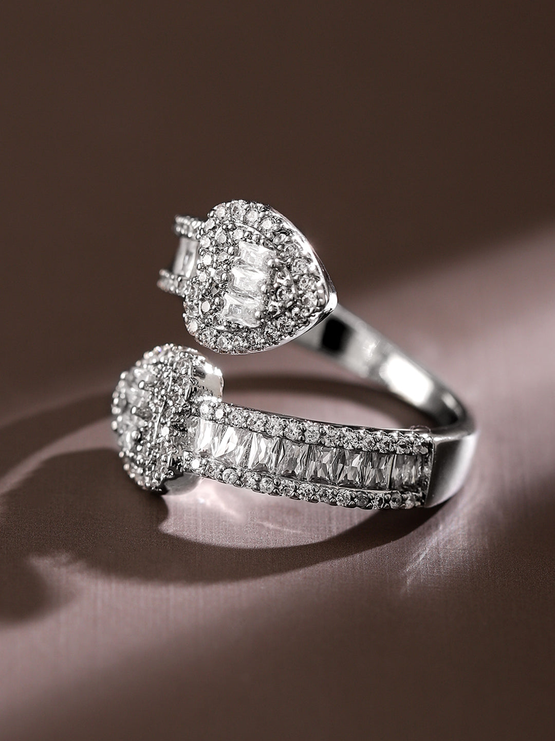 American Diamond Zirconia White Heart Ring