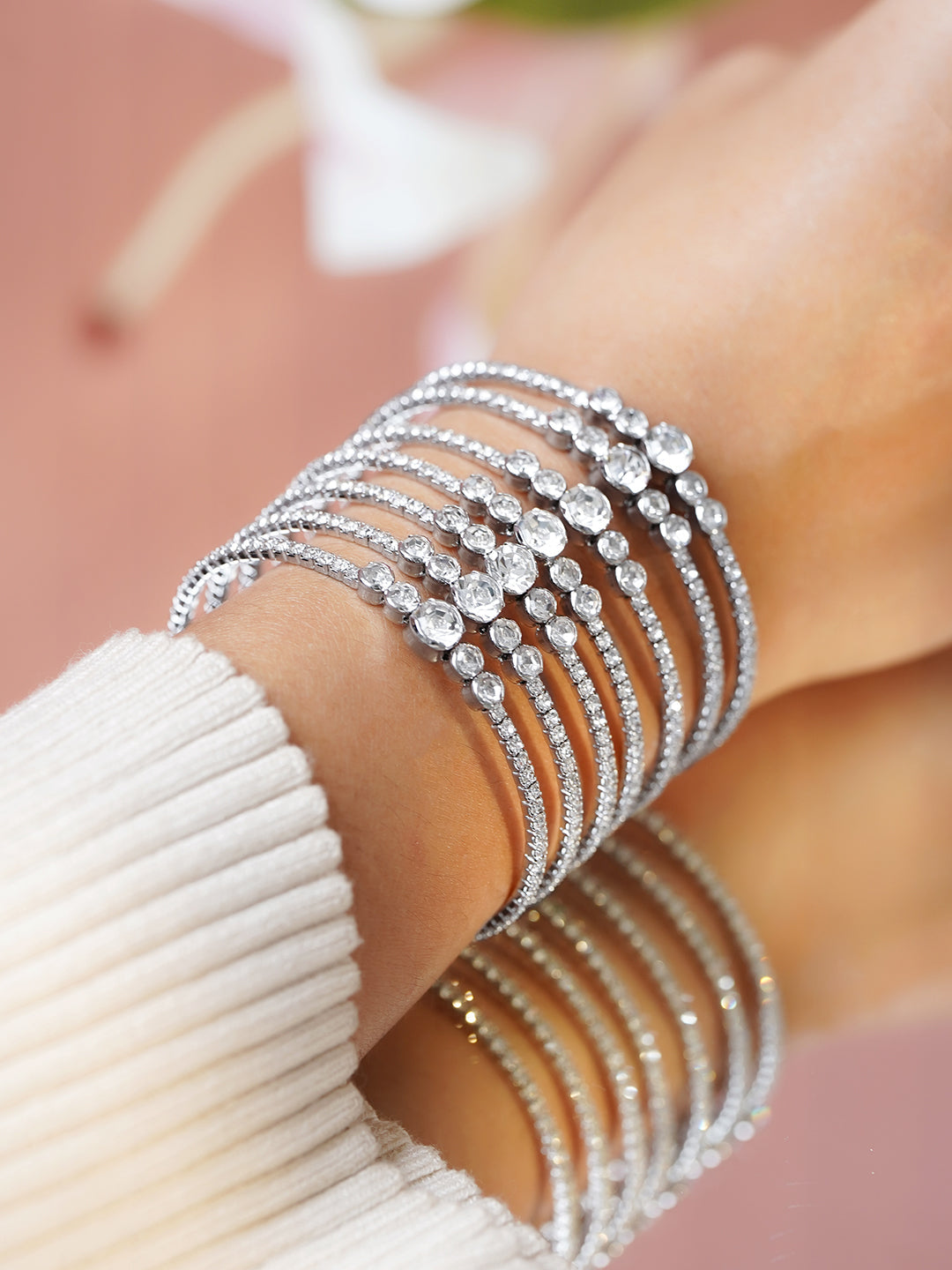 White Studded Multi-Strand Bracelet
