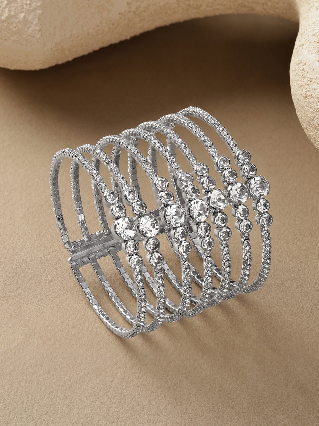 White Studded Multi-Strand Bracelet