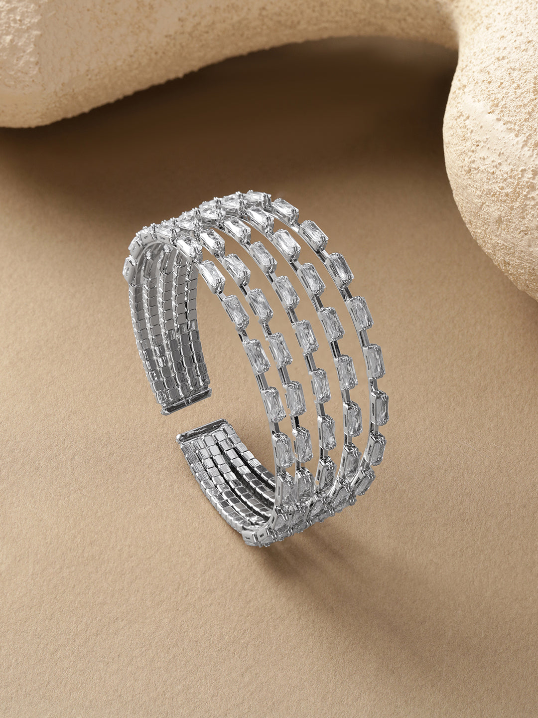 White Crystal Studded Multi-Strand Bracelet