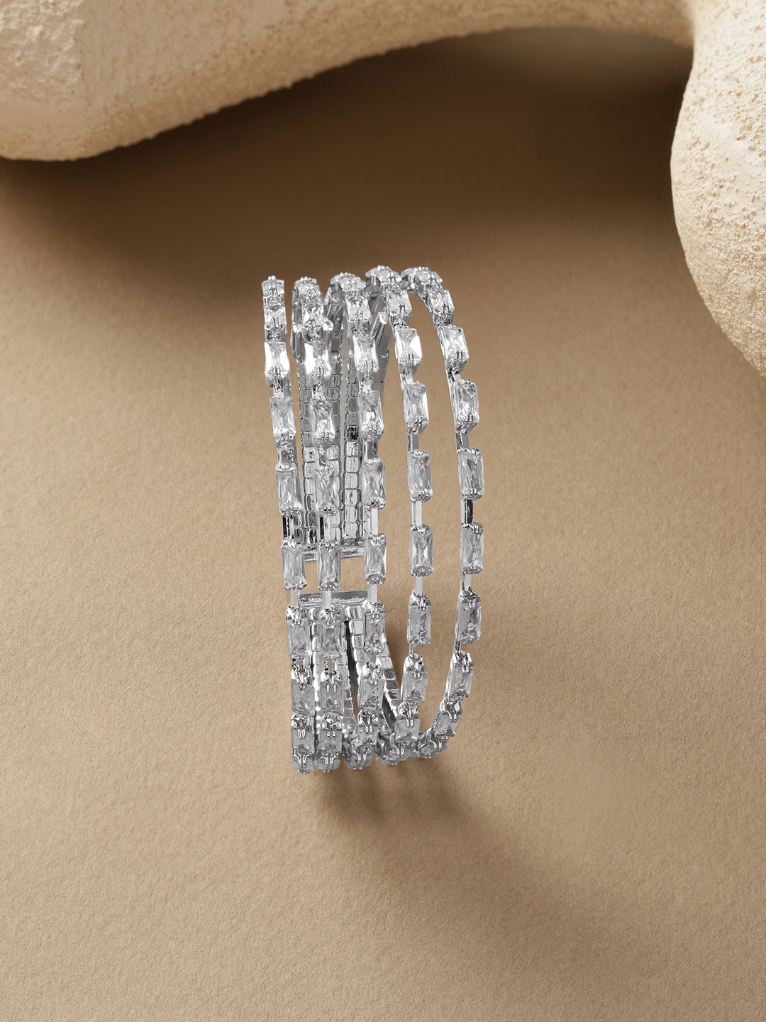 White Crystal Studded Multi-Strand Bracelet