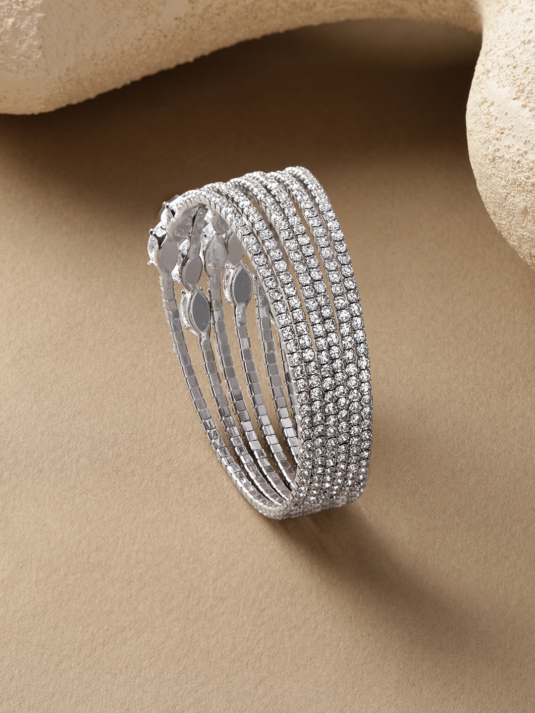 6 Layer American Diamond Zirconia Studded Bracelet