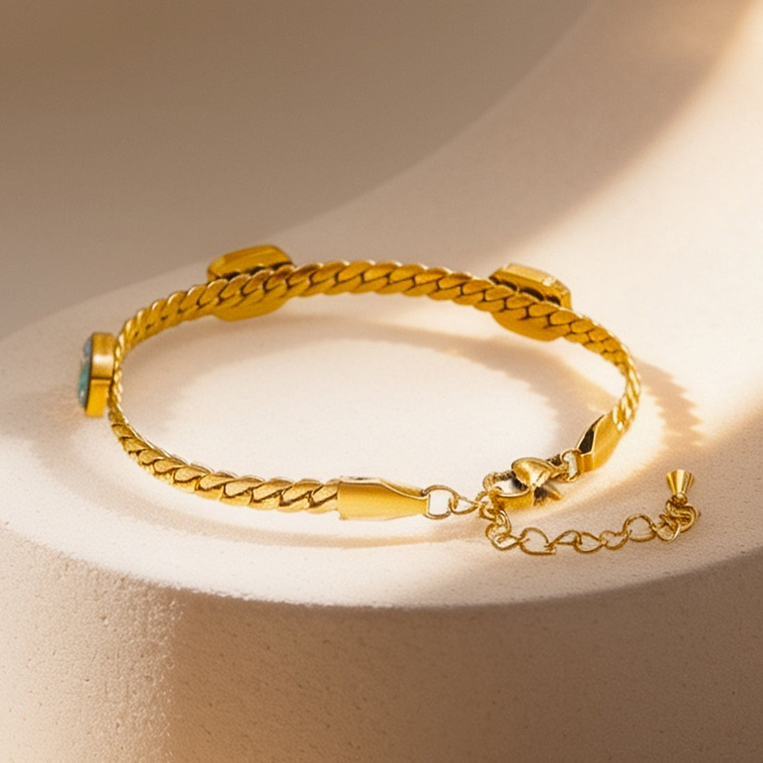 Demi Fine 18K Gold Plated Stainless Steel Rainbow Crystal Chain Bracelet