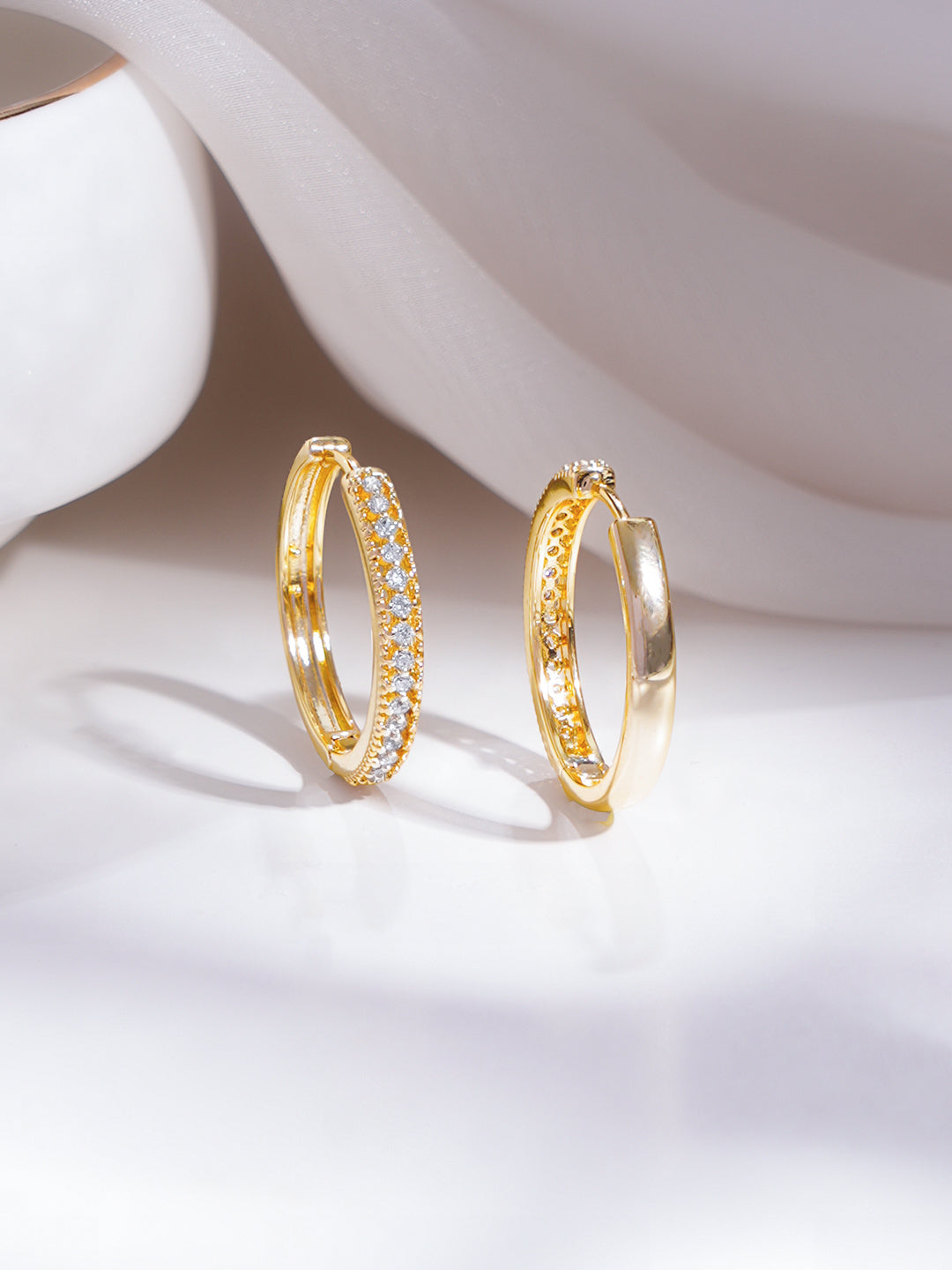 Gold Plated Crystal Statement Hoop Earrings