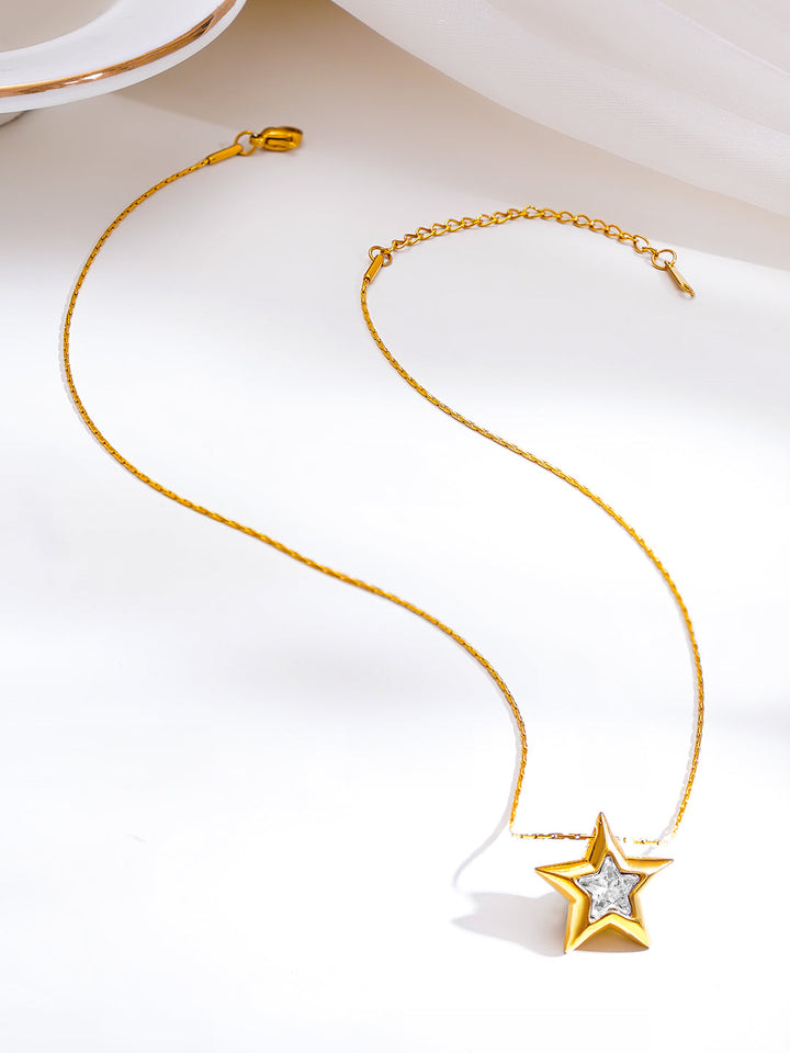 Demi Fine 18K Gold Plated Stainless Steel Crystal Star Pendant Necklace