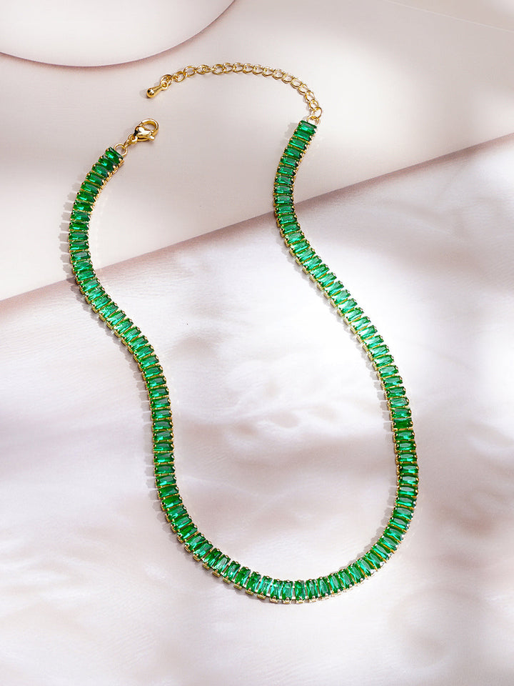 Demi Fine 18K Gold Plated Stainless steel Emerald Chunky Chain Necklace