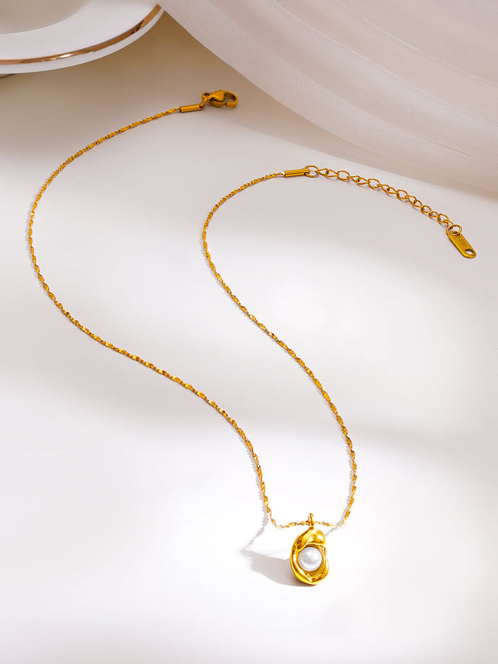 Demi Fine 18K Gold Plated Stainless Steel Pearl Pendant Necklace