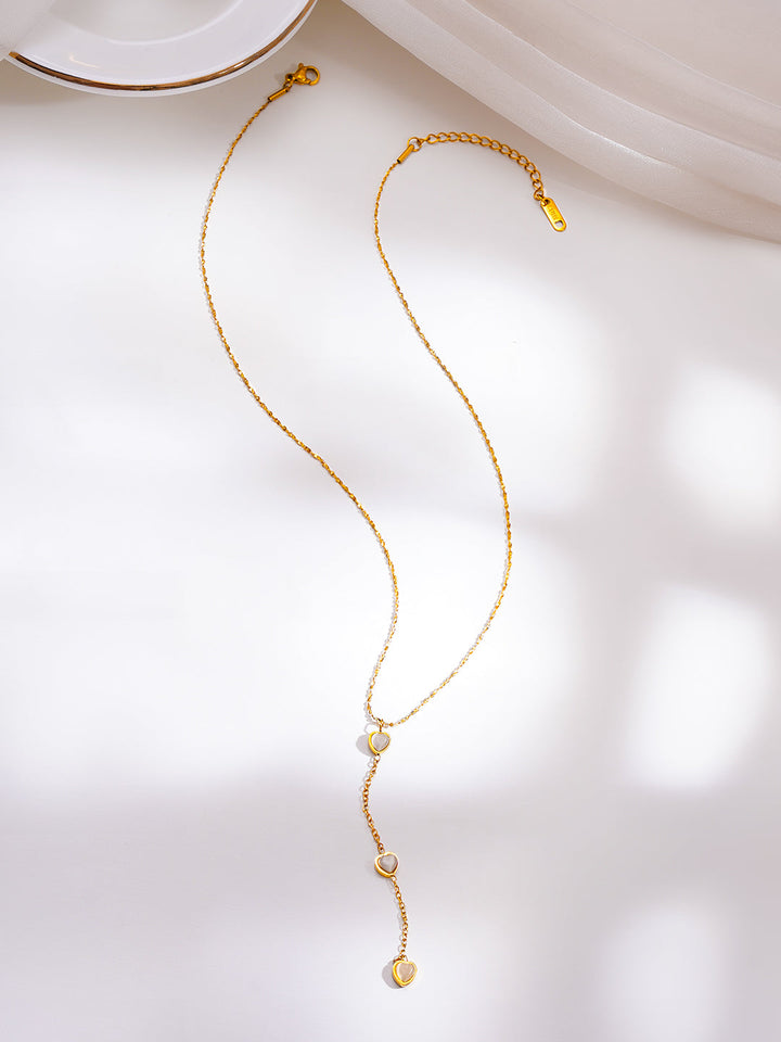Demi Fine 18K Gold Plated Stainless Steel Heart Pearl Drop Necklace