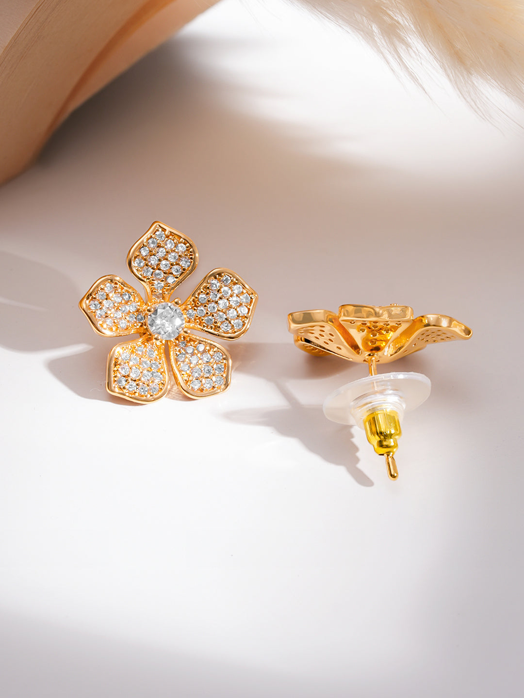American Diamond Zirconia Floral Pendant Set