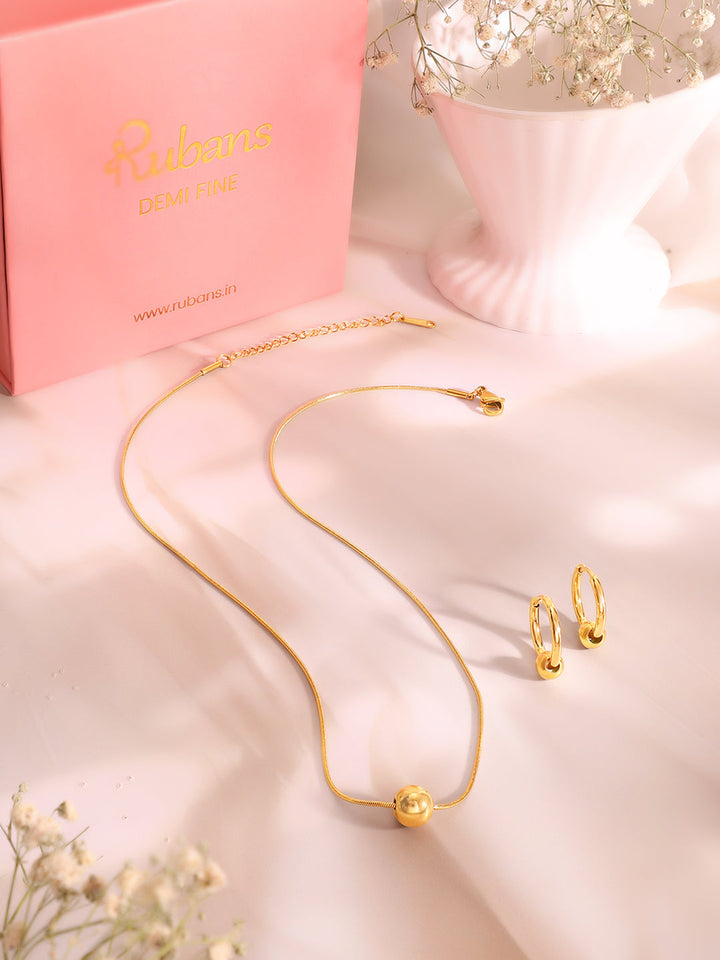 Demi Fine 18k Gold Plated Stainless Steel Ball Pendant  Set