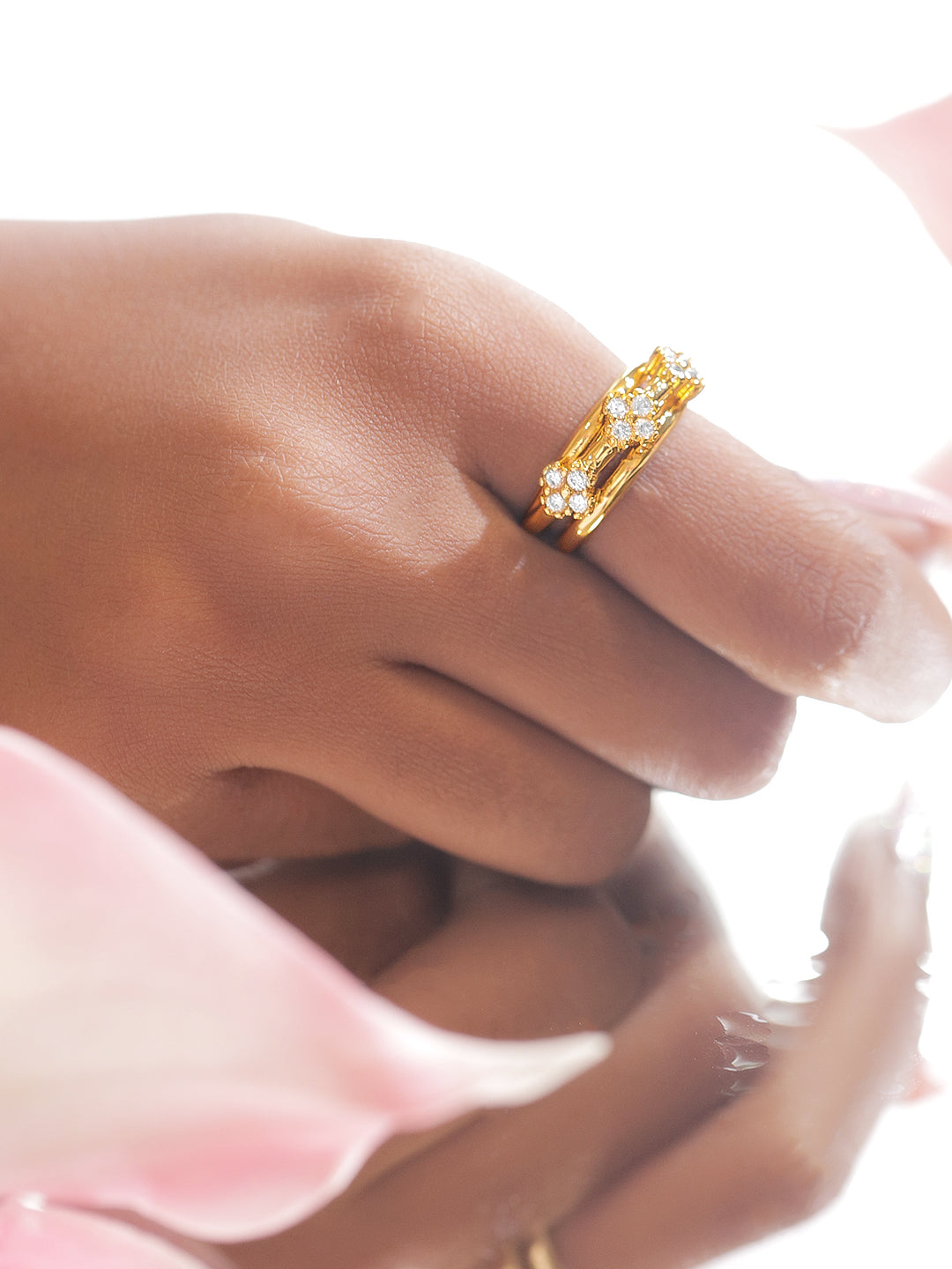 Flower American Diamond Zirconia Adjustable Ring