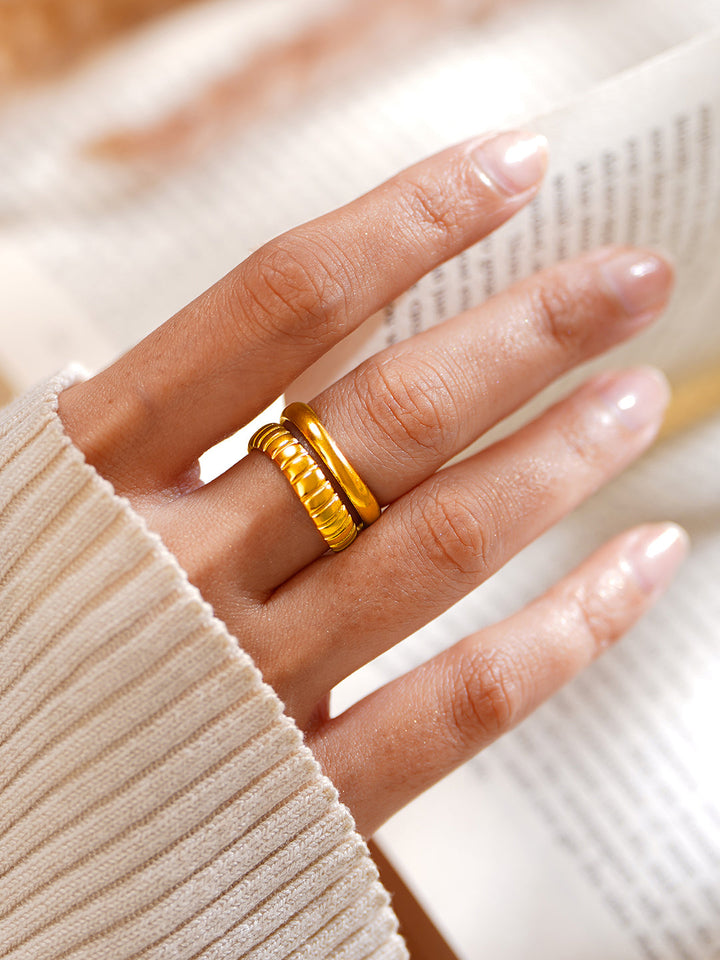 Demi Fine 18K Gold Plated Stainless steel Twinned Flow Statement Ring
