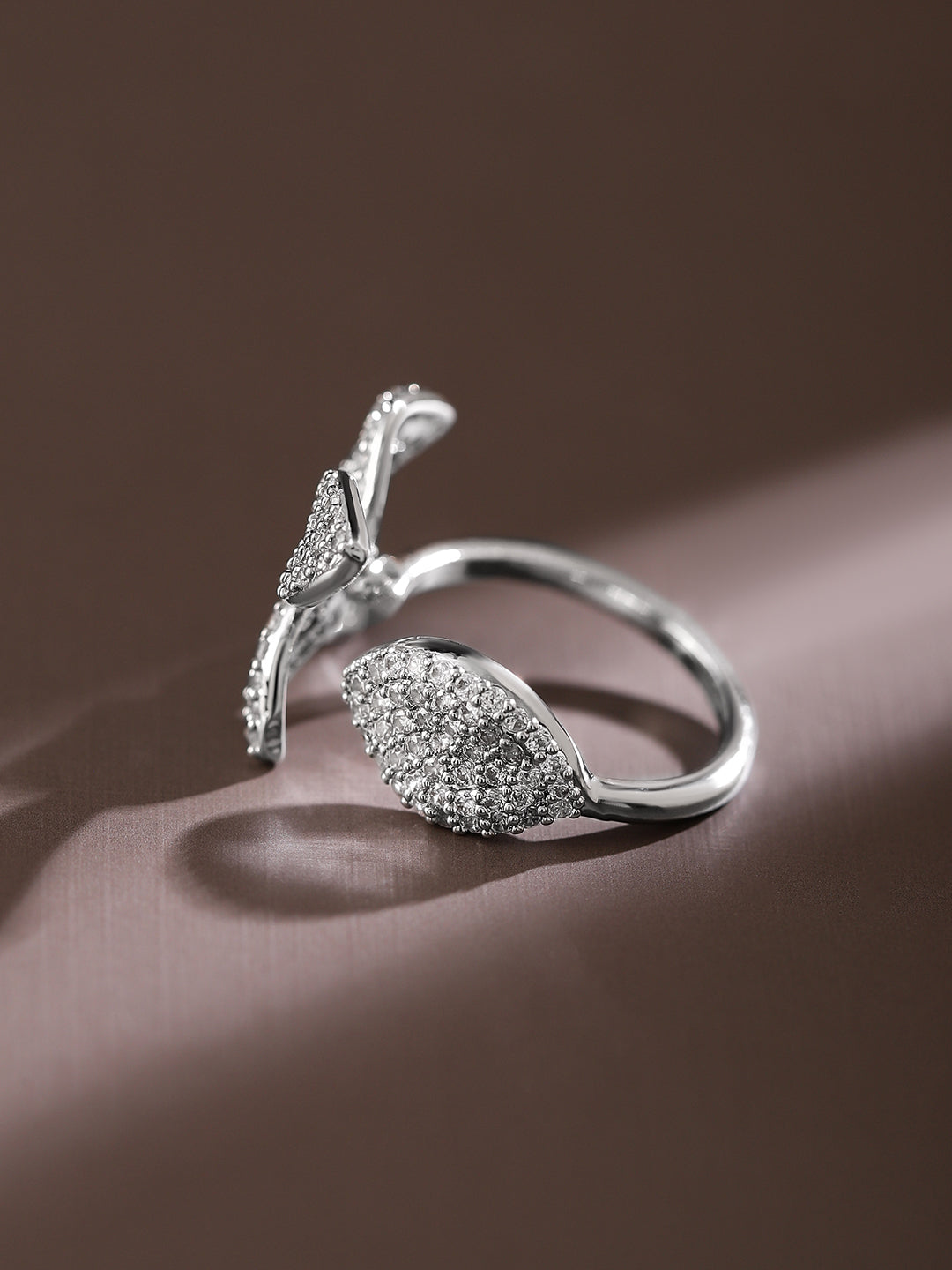 American Diamond Zirconia Floral Motif Ring