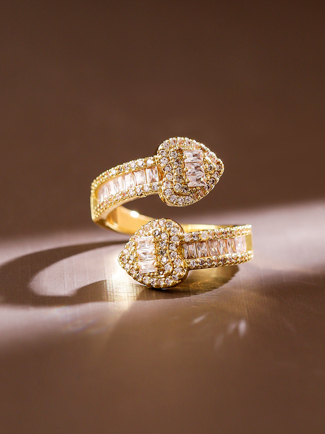 Gold American Diamond Zirconia Heart Design Ring