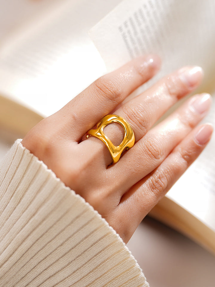 Demi Fine 18K Gold Plated Stainless steel Sculpted Statement Open Ring
