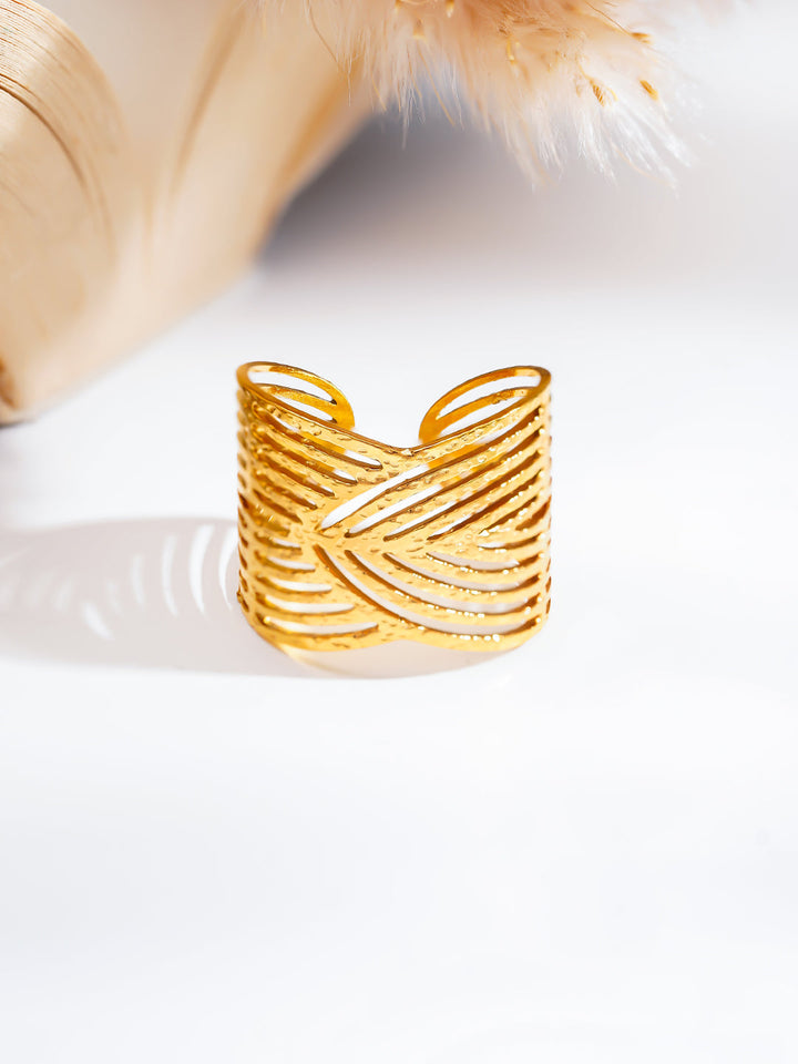 Demi Fine 18K Gold Plated Stainless steel Luxe Curve Gold Ring