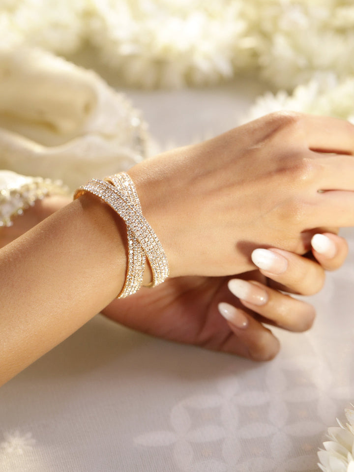 American Diamond Zirconia Cuff Bangles Set Of 2
