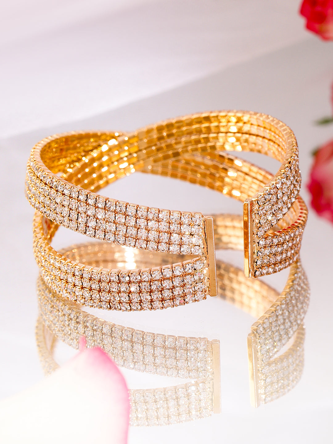 American Diamond Zirconia Cuff Bangles Set Of 2