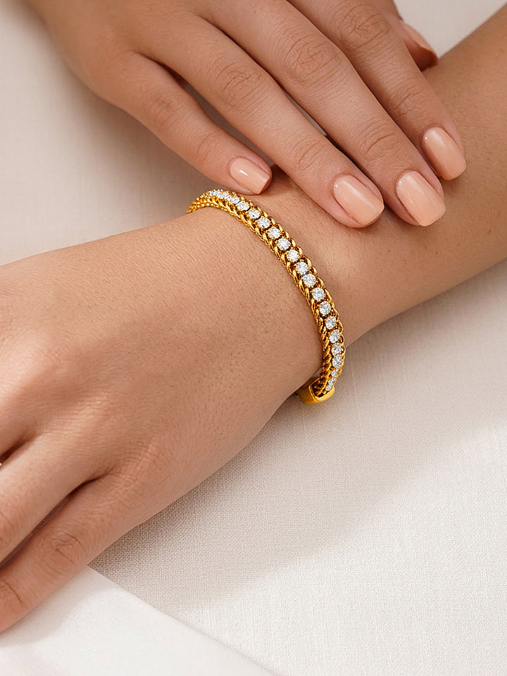 Demi Fine 18K Gold Plated Stainless steel Crystal Chain Bracelet