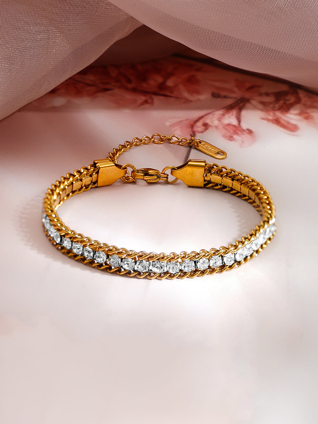 Demi Fine 18K Gold Plated Stainless steel Crystal Chain Bracelet