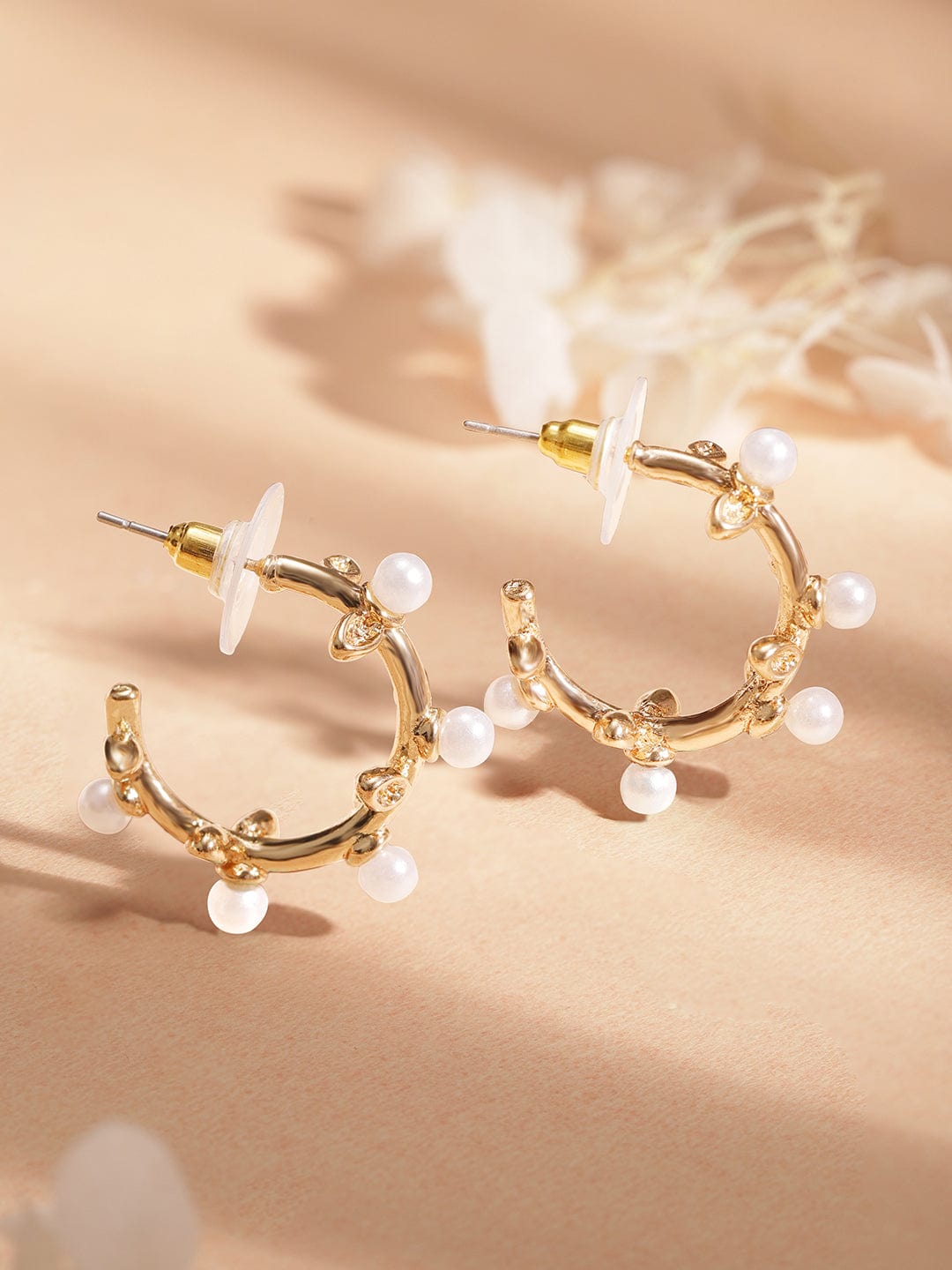 Rubans Gold-Plated Handcrafted Half Hoop Earrings