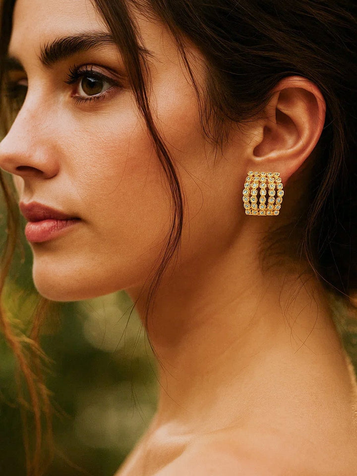 American Diamond Zirconia Gold Huggie Earrings