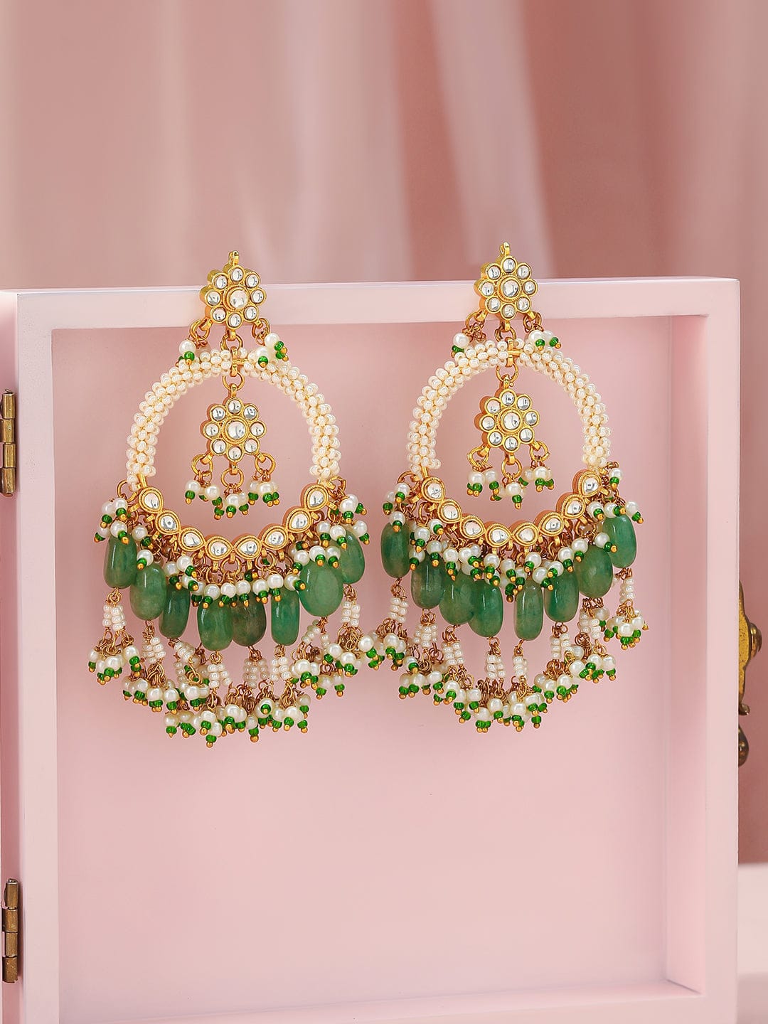 Heritage Pearl Green Beads Danglers