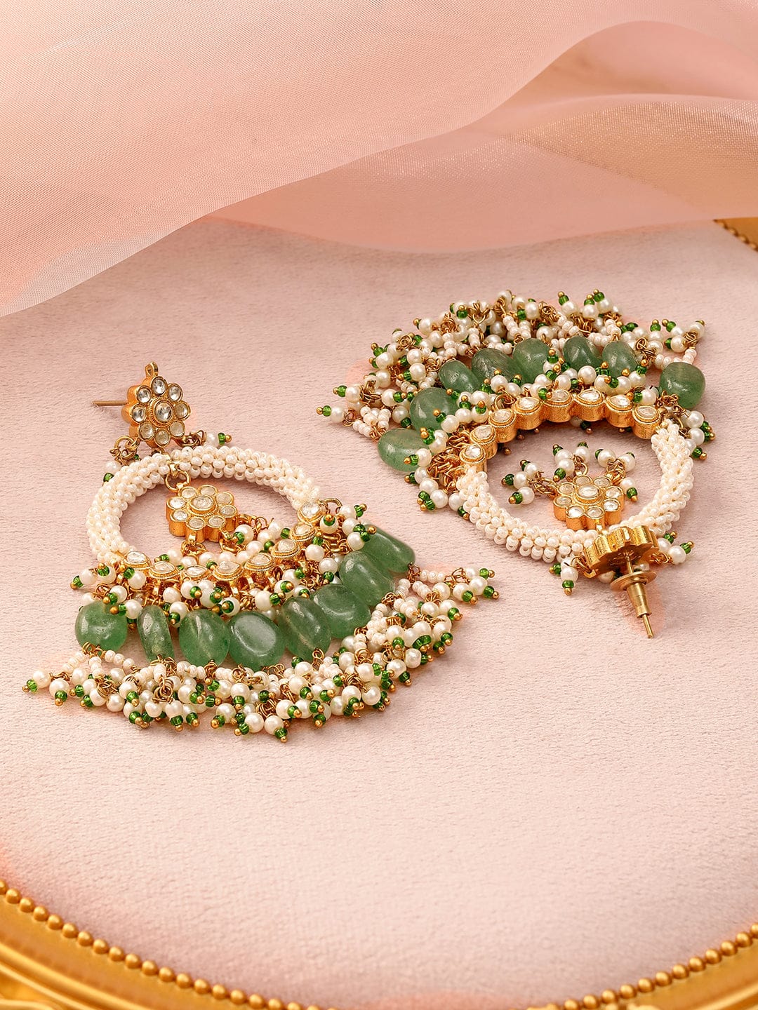 Heritage Pearl Green Beads Danglers