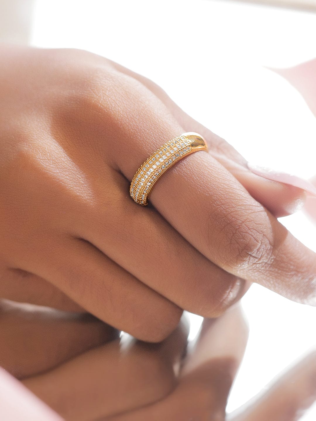 Pave Studded Adjustable Ring