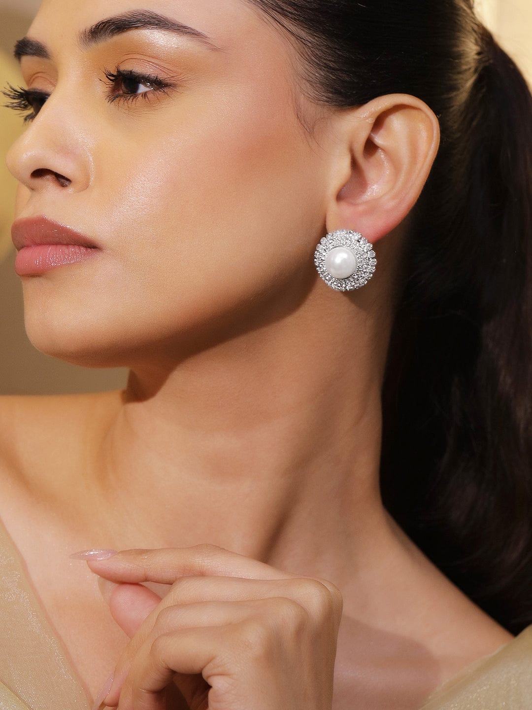 Pearl Touch American Diamond Zirconia Studs