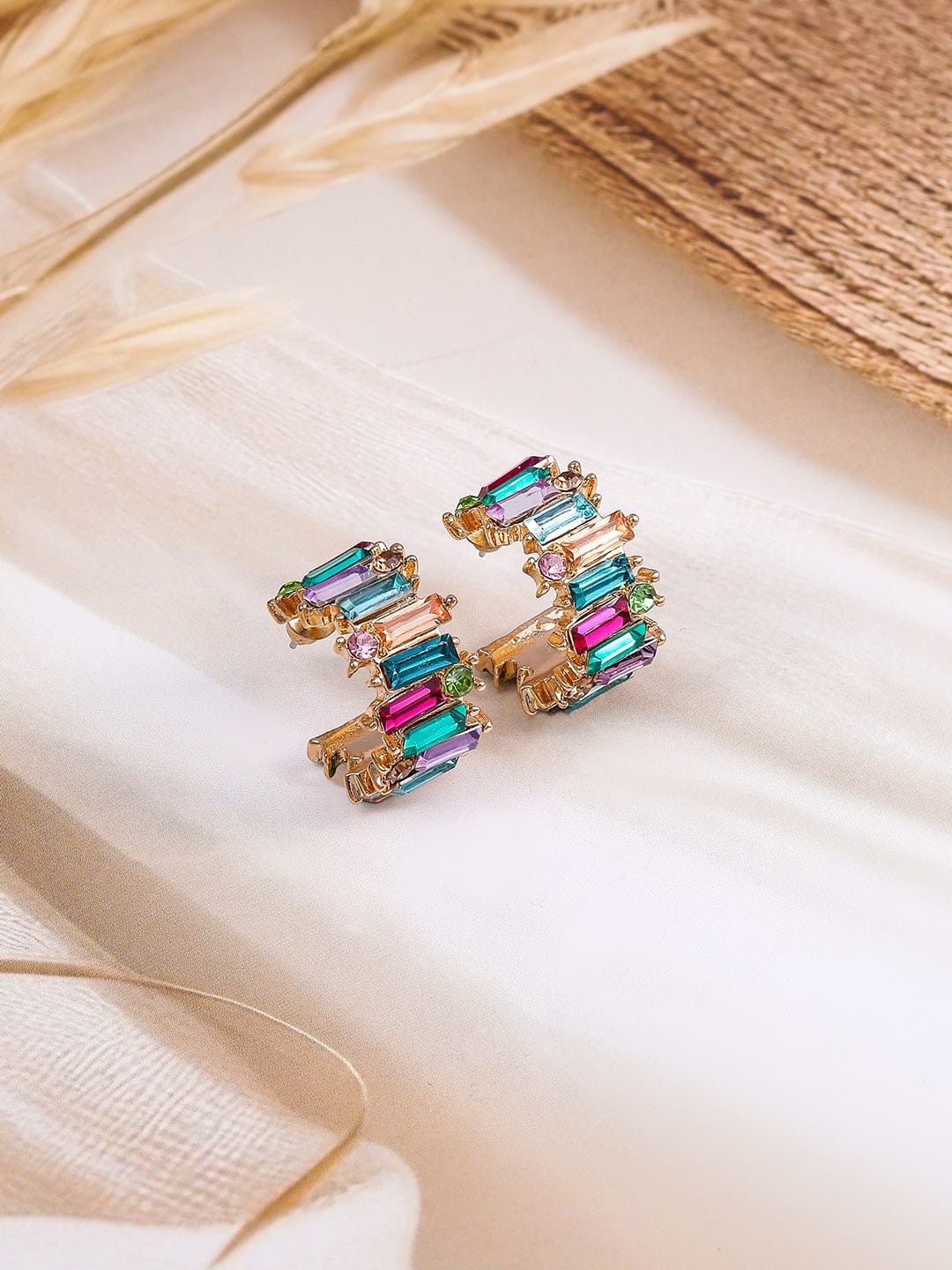 Radiant Multicolored half Hoop Earrings