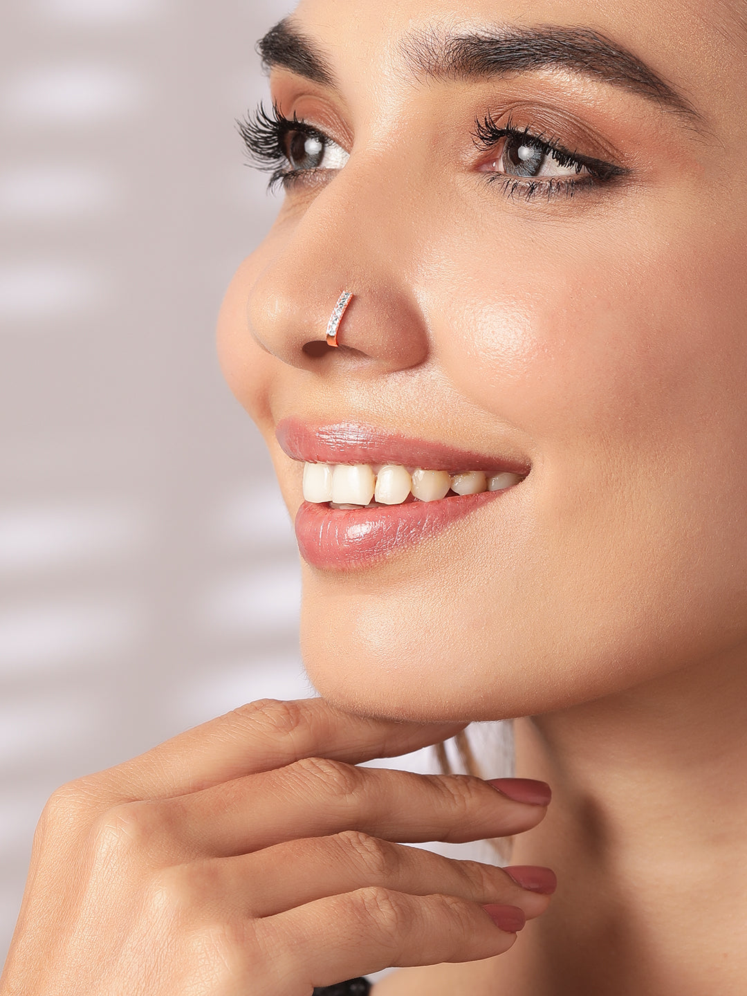 Rubans Rose Gold Plated Handcrafted Zircon Stone Nose Clip