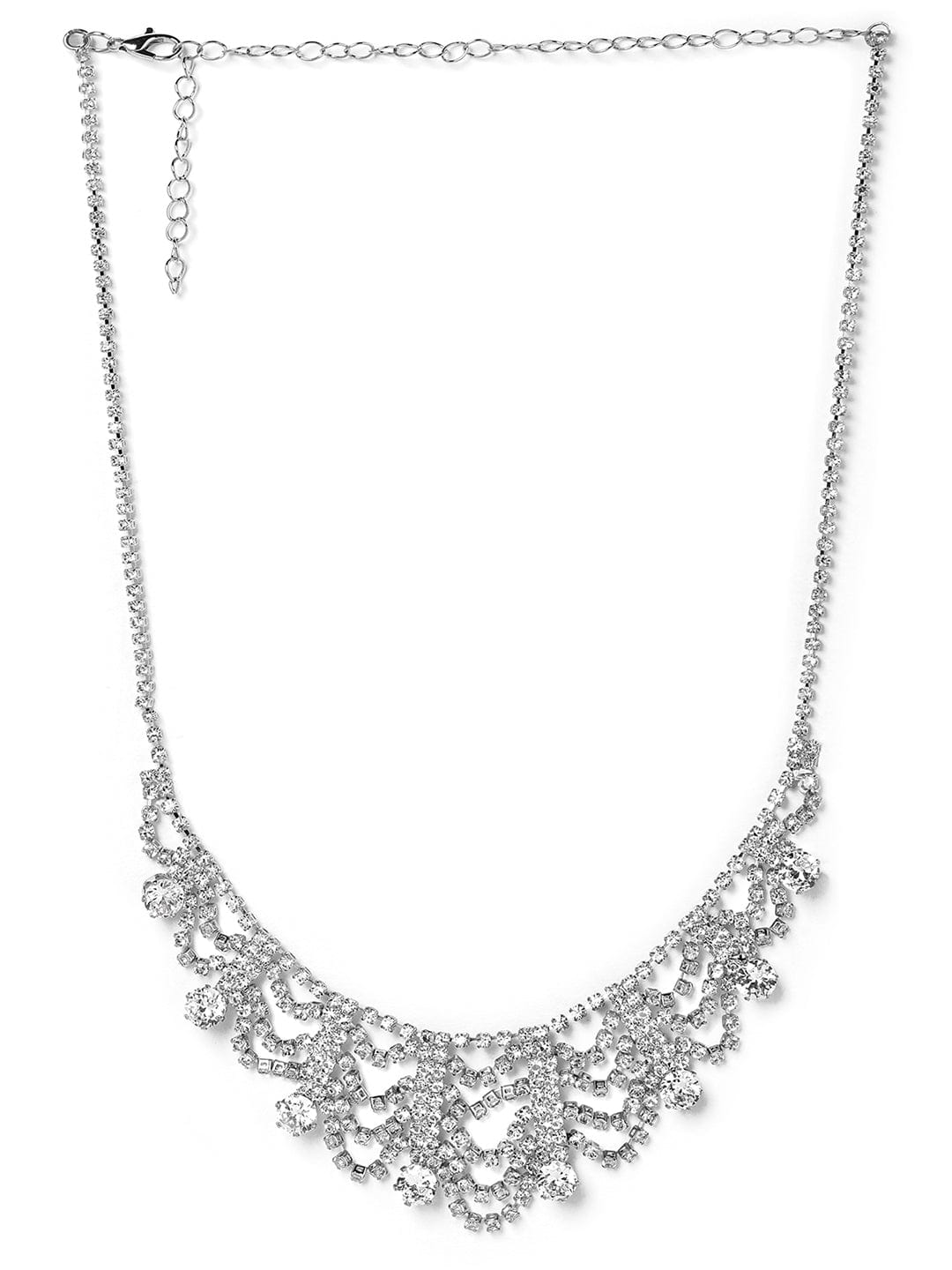 Majestic American Diamond Zirconia Studded Draped Statement Necklace