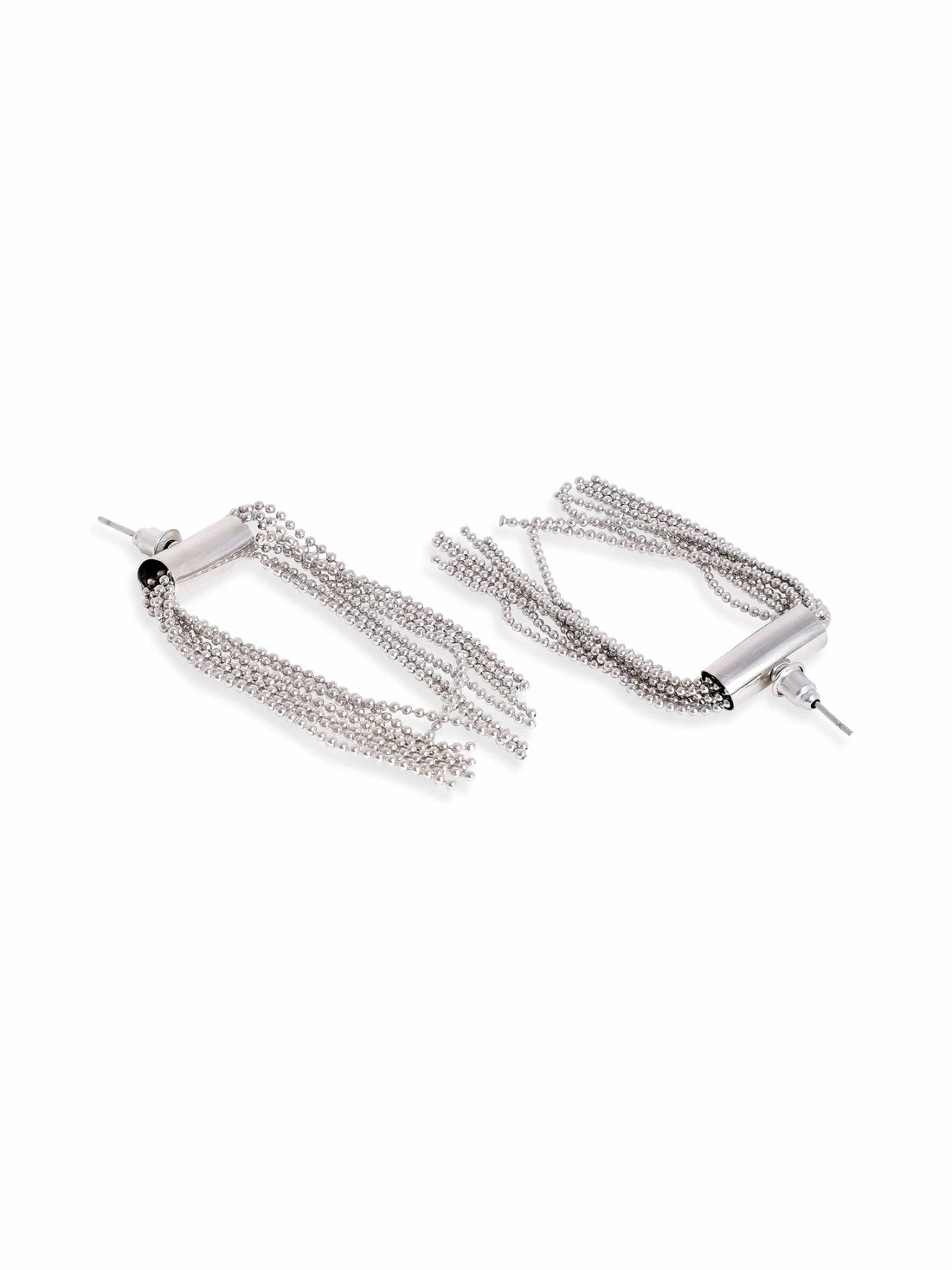 Rubans Voguish Rhodium-Plated Contemporary Drop Earrings