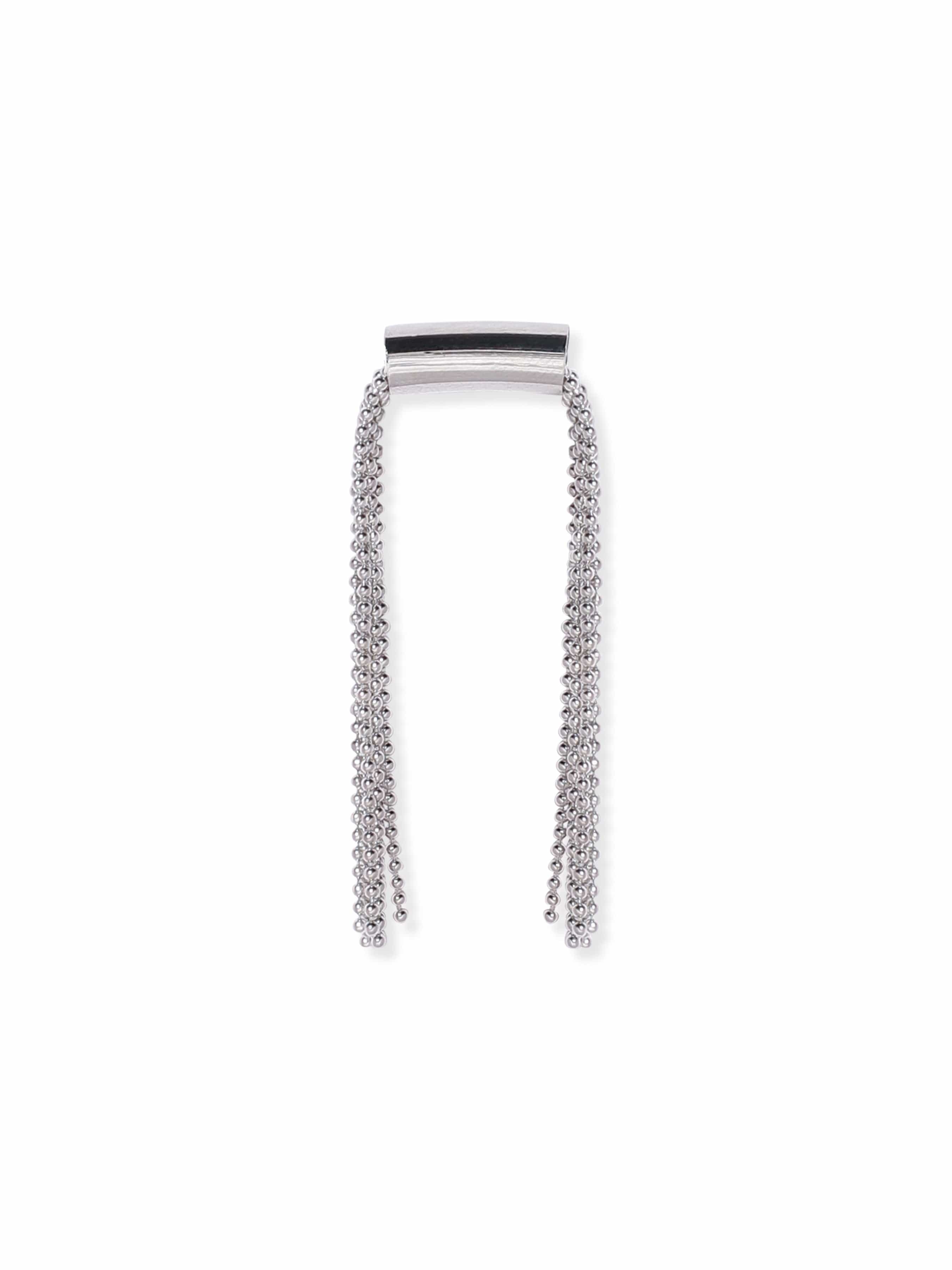 Rubans Voguish Rhodium-Plated Contemporary Drop Earrings