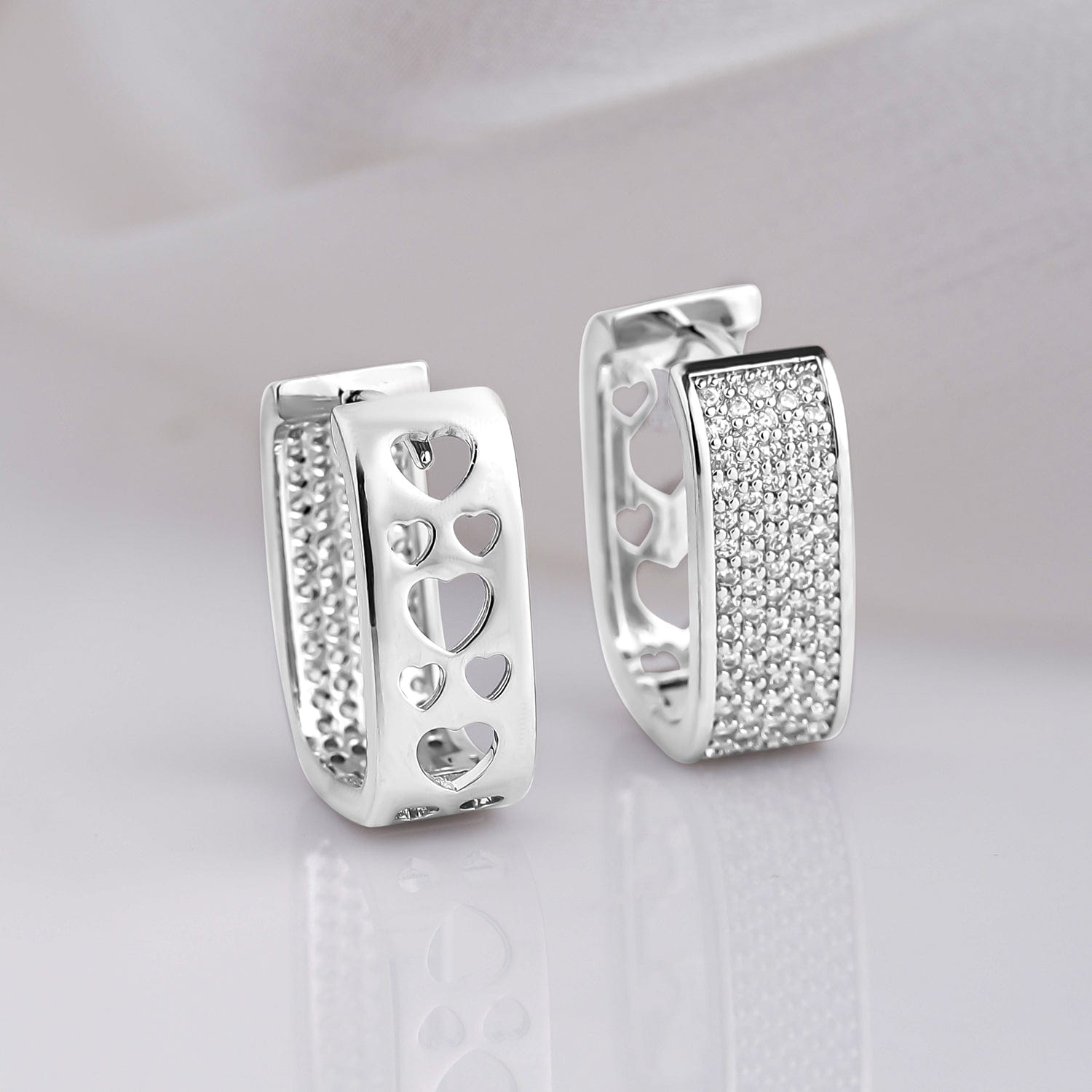 American Diamond Zirconia Studded Rectangle Hoops