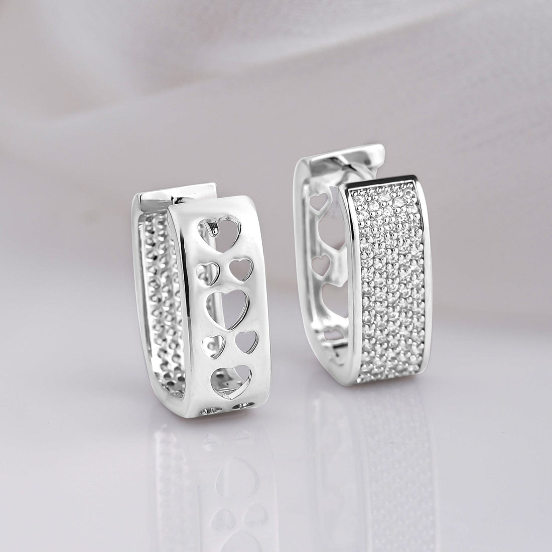 American Diamond Zirconia Studded Rectangle Hoops